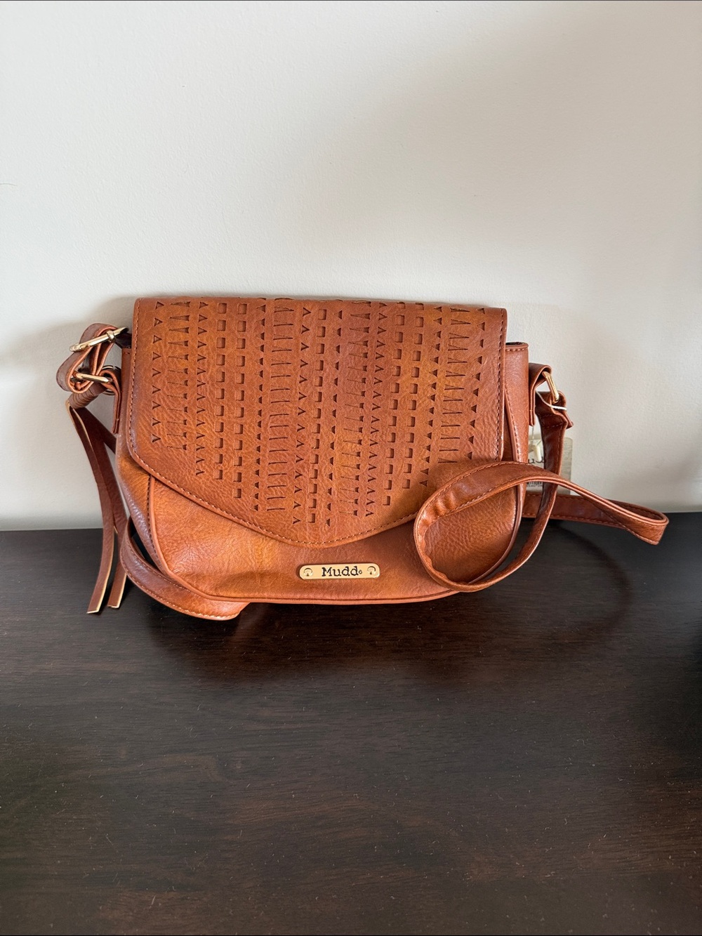 Mudd Brown Laser-Cut Flap Crossbody